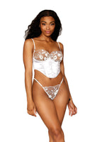 3D embroidery mesh bustier and G-string set