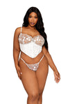 3D embroidery mesh bustier and G-string set