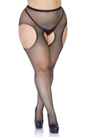 Plus Rhinestone Fishnet Pantyhose