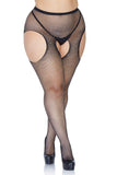 Plus Rhinestone Fishnet Pantyhose