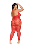 Seamless Leopard Pattern Bodystocking with Rhinestone Accents