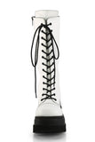 4.5" (114mm) Wedge Platform Lace-Up Front Mid-Calf Boots with Inner Side Zip Closure