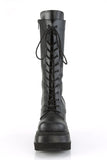 4.5" (114mm) Wedge Platform Lace-Up Front Mid-Calf Boots with Inner Side Zip Closure