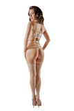 Lux Lace Bandeau Bra & Panty Set with Gold Ring & Cage Strap Details