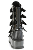 2" (51mm) Platform Lace-Up Front Mid-Calf Boots with 5 Buckle Straps & Triangle Ring Hardware
