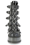 2" (51mm) Platform Lace-Up Front Mid-Calf Boots with 5 Buckle Straps & Triangle Ring Hardware