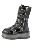 2" (51mm) Platform Lace-Up Front Mid-Calf Boots with 5 Buckle Straps & Triangle Ring Hardware