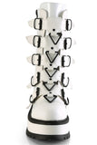 2" (51mm) Platform Lace-Up Front Mid-Calf Boots with 5 Buckle Straps & Triangle Ring Hardware