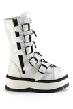 2" (51mm) Platform Lace-Up Front Mid-Calf Boots with 5 Buckle Straps & Triangle Ring Hardware
