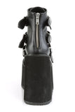 5 1/2" (140mm) Wedge Platform Ankle Boots with Triple Buckle Straps & Back Metal Zip Closure