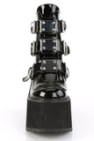 5 1/2" (140mm) Wedge Platform Ankle Boots with Triple Buckle Straps & Back Metal Zip Closure
