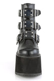 5 1/2" (140mm) Wedge Platform Ankle Boots with Triple Buckle Straps & Back Metal Zip Closure