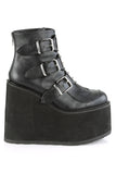 5 1/2" (140mm) Wedge Platform Ankle Boots with Triple Buckle Straps & Back Metal Zip Closure
