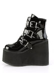 5 1/2" (140mm) Wedge Platform Ankle Boots with Triple Buckle Straps & Back Metal Zip Closure