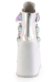 5 1/2" (140mm) Wedge Platform Ankle Boots with Triple Buckle Straps & Back Metal Zip Closure