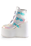 5 1/2" (140mm) Wedge Platform Ankle Boots with Triple Buckle Straps & Back Metal Zip Closure