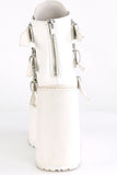 5 1/2" (140mm) Wedge Platform Ankle Boots with Triple Buckle Straps & Back Metal Zip Closure