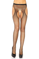 Rhinestone Fishnet Suspender Pantyhose