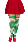 Cari Plus Striped Stockings, Nylon Thigh Highs with Stripes