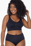 Daily Striped Ribbed Briefs, Full Coverage Stretch Underwear with Light Tummy Control, Soft Breathable Everyday Panties