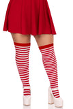 Cari Plus Striped Stockings, Nylon Thigh Highs with Stripes