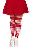 Cari Plus Striped Stockings, Nylon Thigh Highs with Stripes