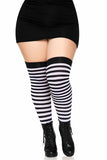 Cari Plus Striped Stockings, Nylon Thigh Highs with Stripes