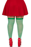 Cari Plus Striped Stockings, Nylon Thigh Highs with Stripes
