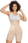 Mid-Leg Body Shaper for Women – Adjustable Cushioned Straps, 3-Row Hook Closure, Crotch Zipper, and Hourglass Compression Fit