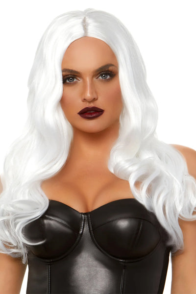 27" Long Wavy Center Part Black Wig