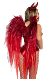 Devil Wings Costume Accessory Set for Women, 2-Piece Halloween Costume Kit with Oversized Shredded Chiffon Wings & Matching Devil Horn Headband