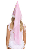 Medieval Hennin Princess Hat for Women, Pink Renaissance Costume Hat with Gold Floral Accents, Pearl Trim & Flowing Veil