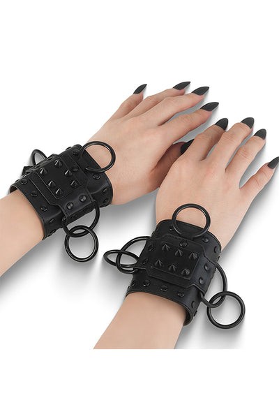 Faux Leather Wrist Cuffs with Center Spike