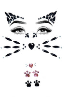 Animal Adhesive Face Jewels Sticker – Rhinestone Face & Body Gems for Kitty Costumes, Halloween, and Dress-Up