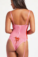 Two Piece Lace Up Bustier and Thong Panty