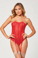 Heart embroidered mesh bustier Set