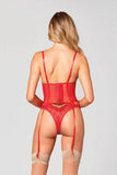 Heart embroidered mesh bustier Set