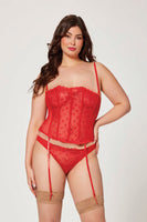 Heart embroidered mesh bustier Set