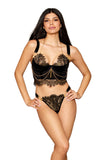 Velvet and Gold Lurex Lace Bustier and G-string