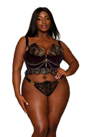Velvet and Gold Lurex Lace Bustier and G-string