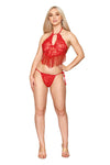 Heart Embroidered Lace Camisole and G-String Set
