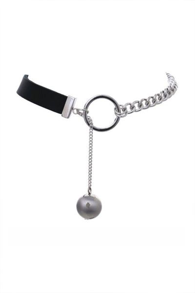 Leather Choker With Chain And Ball