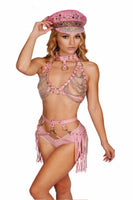 Leatherette Harness Top And Belt Set