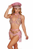 Leatherette Harness Top And Belt Set