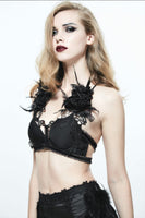 Gothic Floral Feather Harness Bra