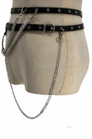Leatherette Belt With Chains