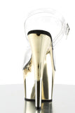 Chrome 7 Inch High Heel Platform Ankle Strap Sandals, Open Toe Stiletto Shoes with 2 3/4 Inch Platform