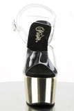 Chrome 7 Inch High Heel Platform Ankle Strap Sandals, Open Toe Stiletto Shoes with 2 3/4 Inch Platform