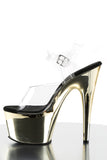 Chrome 7 Inch High Heel Platform Ankle Strap Sandals, Open Toe Stiletto Shoes with 2 3/4 Inch Platform
