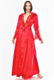 Long Satin Dressing Gown Robes with Lace